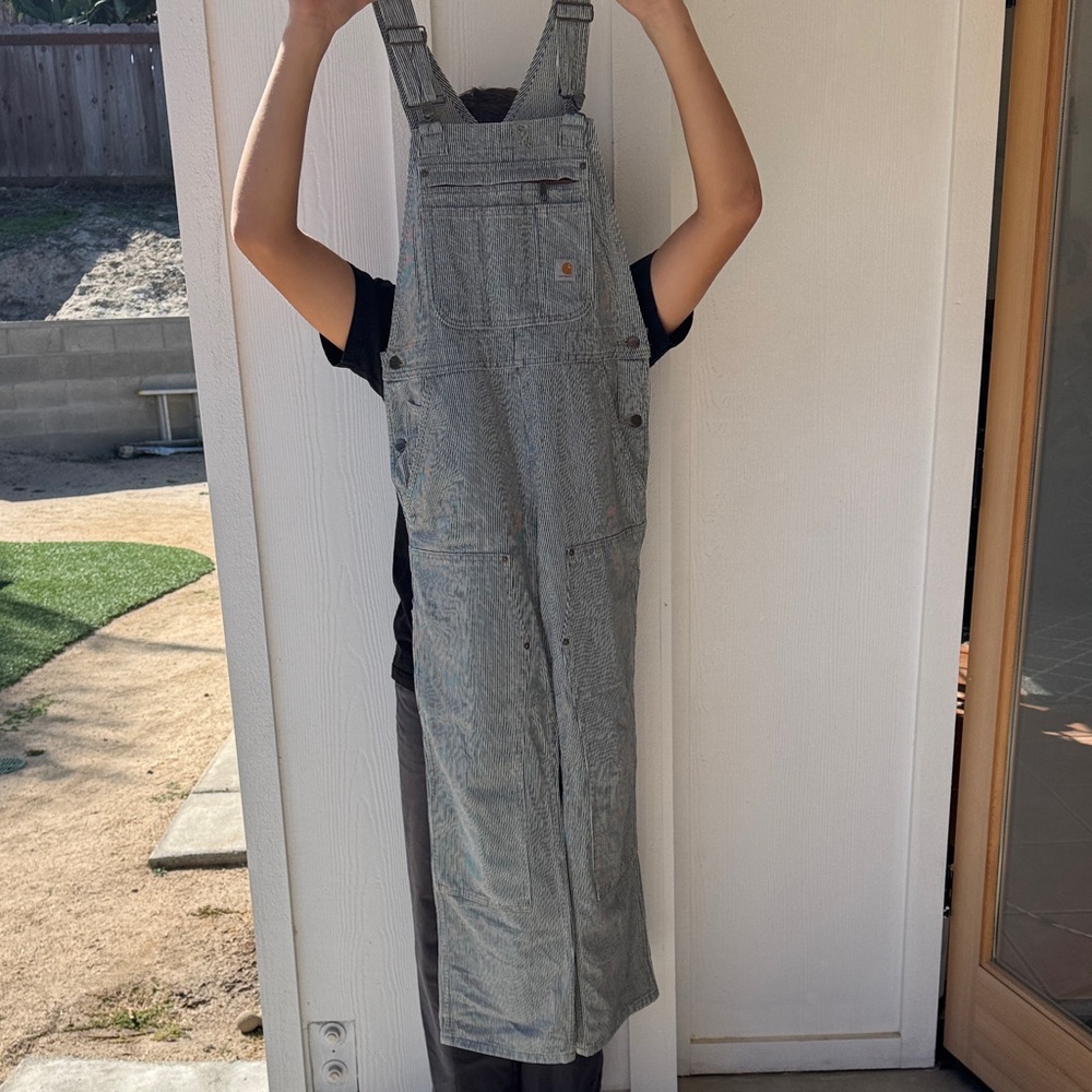 Carhartt Women's Gray Striped Overalls